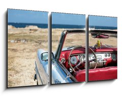 Obraz 3D tdln - 90 x 50 cm F_BS6325595 - cuban vintage car parked on the seacost in havana