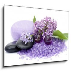 Obraz 1D - 100 x 70 cm F_E22944776 - spa products and lilac flowers