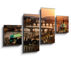 Obraz 4D tydln - 100 x 60 cm F_IS31857385 - Panoramic view on Charles bridge and sunset Prague lights.