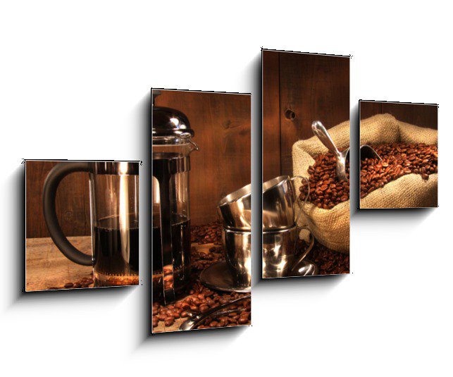 Obraz na stěnu Kávový set s kávovými zrny
