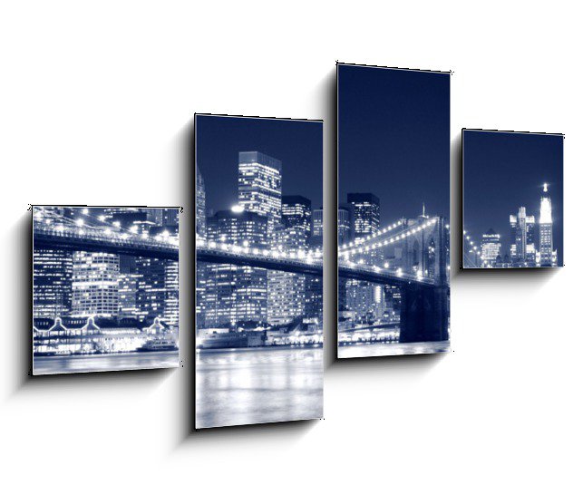 Obraz na stěnu New York, Manhattan, Brooklynský most v noci