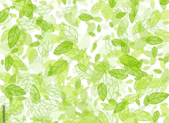 Samolepka flie 100 x 73, 100698085 - seamless background with green leaves