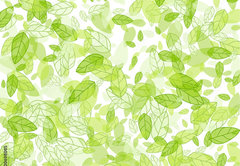 Samolepka flie 145 x 100, 100698085 - seamless background with green leaves - bezev pozad se zelenmi listy