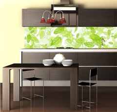 Fototapeta do kuchyně fólie 260 x 60, 100698085 - seamless background with green leaves - bezešvé pozadí se zelenými listy