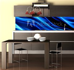Fototapeta do kuchyně fólie 260 x 60, 100723342 - Art Abstract Blue Glow Wave Design Background - Umění abstraktní modré záře vlny pozadí návrhu