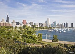 Samolepka flie 100 x 73, 10087749 - Panorama of Chicago and Lake Michigan - Panorama Chicago a Michigansk jezero