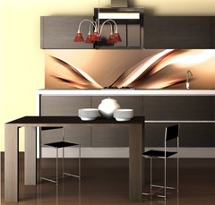 Fototapeta do kuchyn flie 260 x 60, 101221018 - Abstract beautiful motion gold fractal like a bird background.Modern bright digital illustration.