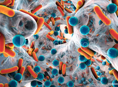 Samolepka flie 270 x 200, 101448740 - Biofilm of antibiotic resistant bacteria, closeup view. Rod