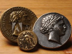 Fototapeta vliesov 270 x 200, 101673330 - Sesterzio Estatero Sestertius Stater Statere Numismatica Sesterce Tetradracma  Sestercio coin Sesterz Numismatics ancient  rome  greek  starter 