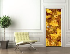 Samolepka na dvee flie 90 x 220  ammonite nautilus sea shell fossil background, 90 x 220 cm