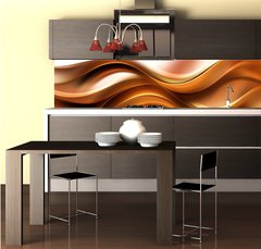 Fototapeta do kuchyn flie 260 x 60, 102386676 - Abstract Gold Brown Wave Design Background