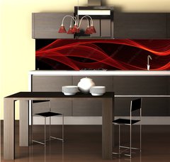 Fototapeta do kuchyn flie 260 x 60, 103835138 - red glow energy wave. lighting effect abstract background with c