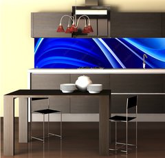 Fototapeta do kuchyn flie 260 x 60, 104302255 - Blue Shines Neon Waves Design Background