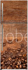 Samolepka na lednici flie 80 x 200, 104485723 - coffee background with beans on rustic old oak wood