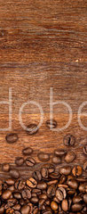 Samolepka na dvee flie 90 x 220, 104485723 - coffee background with beans on rustic old oak wood