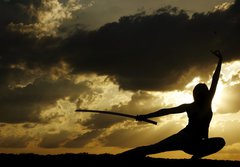 Fototapeta papr 184 x 128, 10544947 - samurai is drilled on sundown - samuraj je vyvrtn pi zpadu slunce