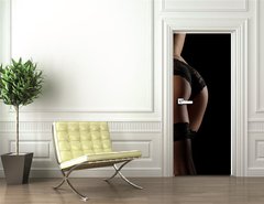 Samolepka na dveře fólie 90 x 220, 105502360 - Back view of beautiful female bottom in lacy panties and nylon stockings - Zadní pohled na krásné ženské dno v krajkové kalhotky a nylonové punčochy