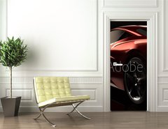 Samolepka na dveře fólie 90 x 220, 105825172 - Red car - červené auto