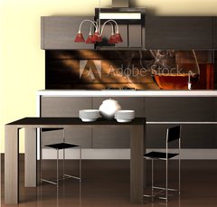 Fototapeta do kuchyně fólie 260 x 60, 105845234 - Whiskey with smoking cigar - Whisky s kouřícím doutníkem