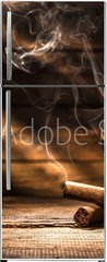Samolepka na lednici fólie 80 x 200, 105845234 - Whiskey with smoking cigar - Whisky s kouřícím doutníkem