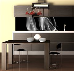Fototapeta do kuchyn flie 260 x 60, 107367983 - Smoke abstract, isolated on black background.