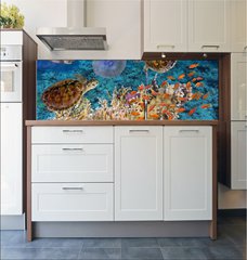 Fototapeta do kuchyn flie 180 x 60, 107412265 - Colorful coral reef with many fishes and sea turtle - Barevn korlov tes s mnoha rybami a mosk elva