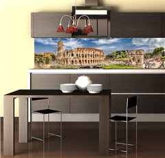 Fototapeta do kuchyn flie 260 x 60, 107807294 - Panoramic view of the Colosseum and Arch of Constantine, Rome