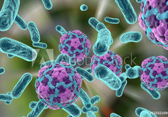 Fototapeta184 x 128  Bacteria and hepatitis A virus, 184 x 128 cm
