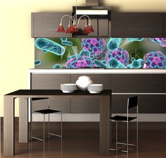 Fototapeta do kuchyně fólie 260 x 60, 110321094 - Bacteria and hepatitis A virus - Bakterie a virus hepatitidy A.