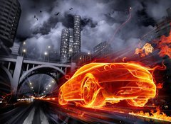 Samolepka flie 100 x 73  Fire car, 100 x 73 cm