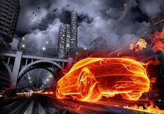 Samolepka flie 145 x 100  Fire car, 145 x 100 cm