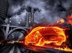 Samolepka flie 270 x 200  Fire car, 270 x 200 cm