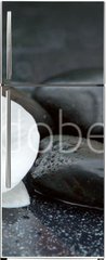 Samolepka na lednici flie 80 x 200, 113515481 - White orchid and black stones close up.