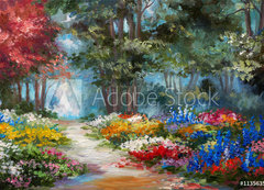 Samolepka fólie 200 x 144, 113563503 - Oil painting landscape - Olejomalba krajina
