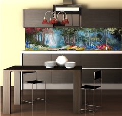 Fototapeta do kuchyně fólie 260 x 60, 113563503 - Oil painting landscape - Olejomalba krajina