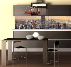 Fototapeta do kuchyně fólie 260 x 60, 113869179 - New York City skyline with urban skyscrapers and rainbow. - Panorama New Yorku s městskými mrakodrapy a duhou.