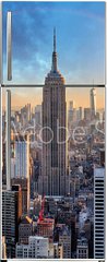Samolepka na lednici fólie 80 x 200, 113869179 - New York City skyline with urban skyscrapers and rainbow. - Panorama New Yorku s městskými mrakodrapy a duhou.