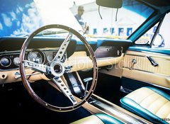 Samolepka flie 100 x 73, 113885673 - Inside view of classic american car.
