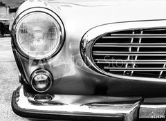 Samolepka flie 100 x 73, 114196795 - Black and white photo of classic car- vintage film grain filter effect styles - ernobl fotografie klasickho auta