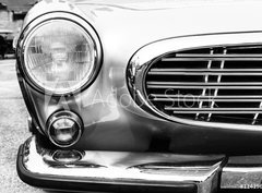 Fototapeta plátno 330 x 244, 114196795 - Black and white photo of classic car- vintage film grain filter effect styles - Černobílá fotografie klasického auta