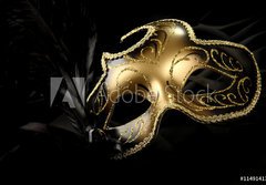Fototapeta papr 184 x 128, 11491413 - ornate carnival mask over black silk background