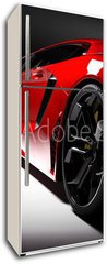 Samolepka na lednici flie 80 x 200  Red fast sports car in spotlight, black background. Shiny, new, luxurious., 80 x 200 cm