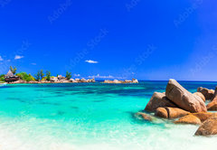 Fototapeta145 x 100  amazing tropical holidays in paradise beaches of Seychelles,Praslin, 145 x 100 cm