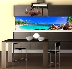 Fototapeta do kuchyn flie 260 x 60  amazing tropical holidays in paradise beaches of Seychelles,Praslin, 260 x 60 cm