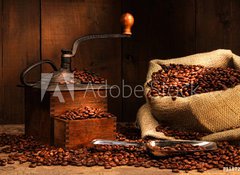 Fototapeta100 x 73  Antique coffee grinder with beans, 100 x 73 cm