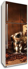 Samolepka na lednici flie 80 x 200, 11872432 - Sack of coffee beans with french press