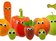 Fototapeta vliesov 200 x 144, 11914445 - Friendly Fruit and Vegetables - Ptelsk ovoce a zelenina