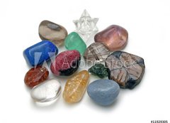 Samolepka flie 200 x 144  Crystal therapy tumbled stones, 200 x 144 cm