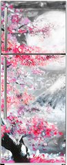 Samolepka na lednici flie 80 x 200  oil painting landscape with sakura and mountain, hand drawn illustration, Japan, 80 x 200 cm