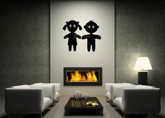 Samolepka na ze 120 x 100 cm vzor n39089567 - Dolls, boy and girl, silhouette